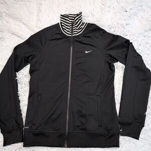 Nike Jacket Womens S Black Dri‎ Fit Track Golf Pockets Zip Athletic Street Wear